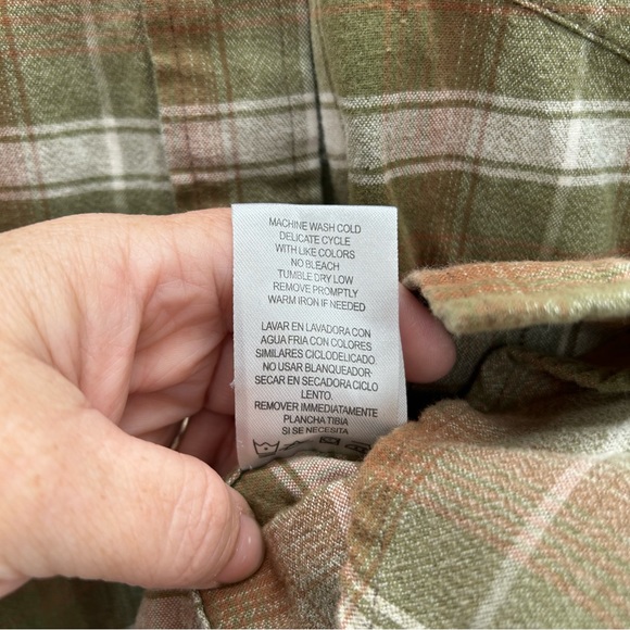 Stetson Men’s green and tan plaid pearl snap button shirt - Picture 4 of 8